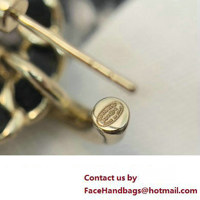 chanel Hoop Earrings in Metal, Resin  &  Calfskin. Gold, Pearly White  &  Black ABA009 2023